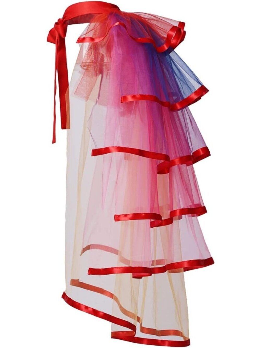 Women's Rainbow Steampunk Bustle 6 Layered Tie On Belt Tulle Tutu Over Skirt